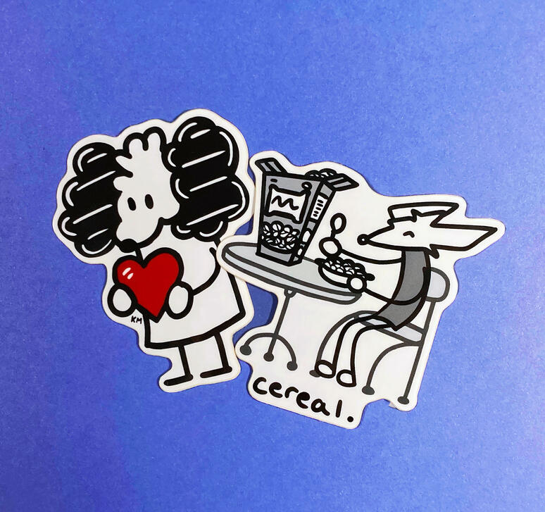 Heart Dog and Cereal Stickers